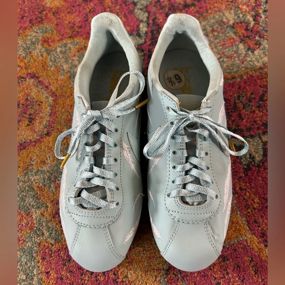 Nike | Women's Turquoise ‘Ocean Bliss’ Cortez Lace Up Leather Sneakers Size 6.5 - Picture 6 of 15